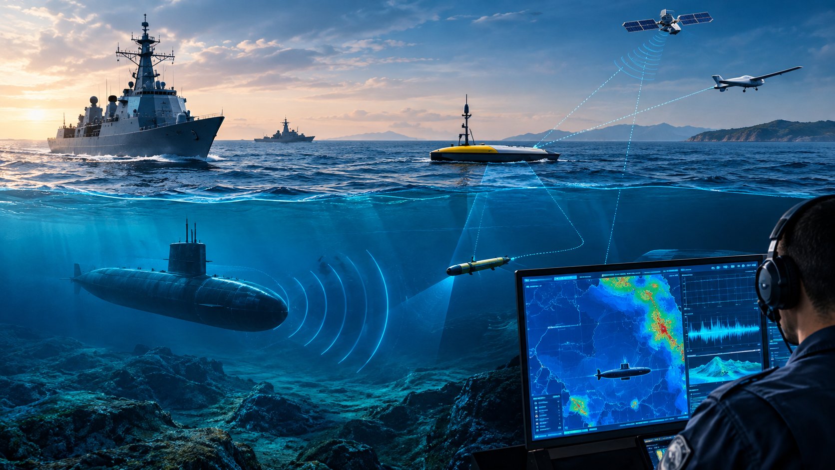 Na guerra antissubmarino, o próprio oceano passa a fazer parte do sensor