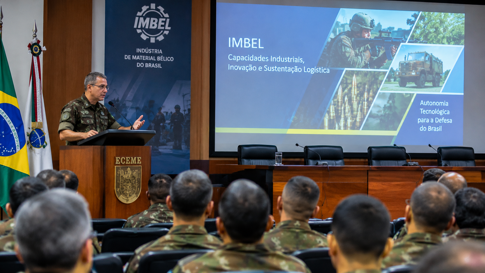 IMBEL destaca autonomia tecnológica e capacidade industrial em apresentação na ECEME